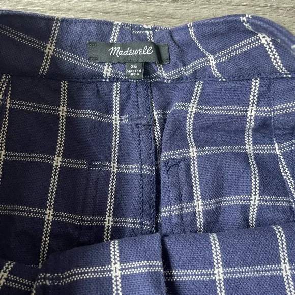 Madewell Plaid Navy High Rise Wide Leg Crop Pants - Picture 5 of 14